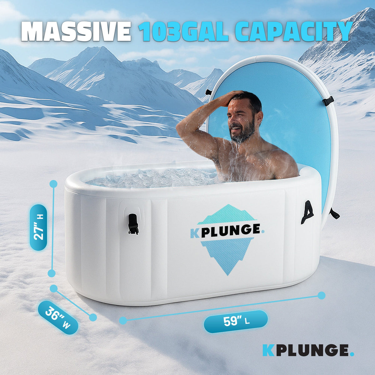 Kodiak 59" 1-Person Inflatable Cold Plunge & Hot Tub with PVC Insulated Lid in Gray, sizes
