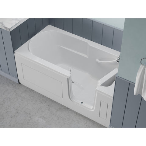 30 in. x 60 in. Right Drain Step-In Walk-In Soaking Tub with Low Entry Threshold in White