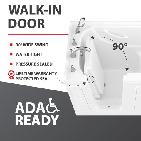 32 in. x 60 in. Right Drain Quick Fill Walk-In Whirlpool Tub with Powered Fast Drain in White