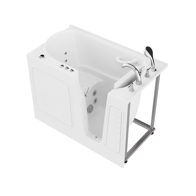Coupe Series 29 in. x 52 in. Right Drain Quick Fill Walk-In Whirlpool Tub with Powered Fast Drain in White — primary view