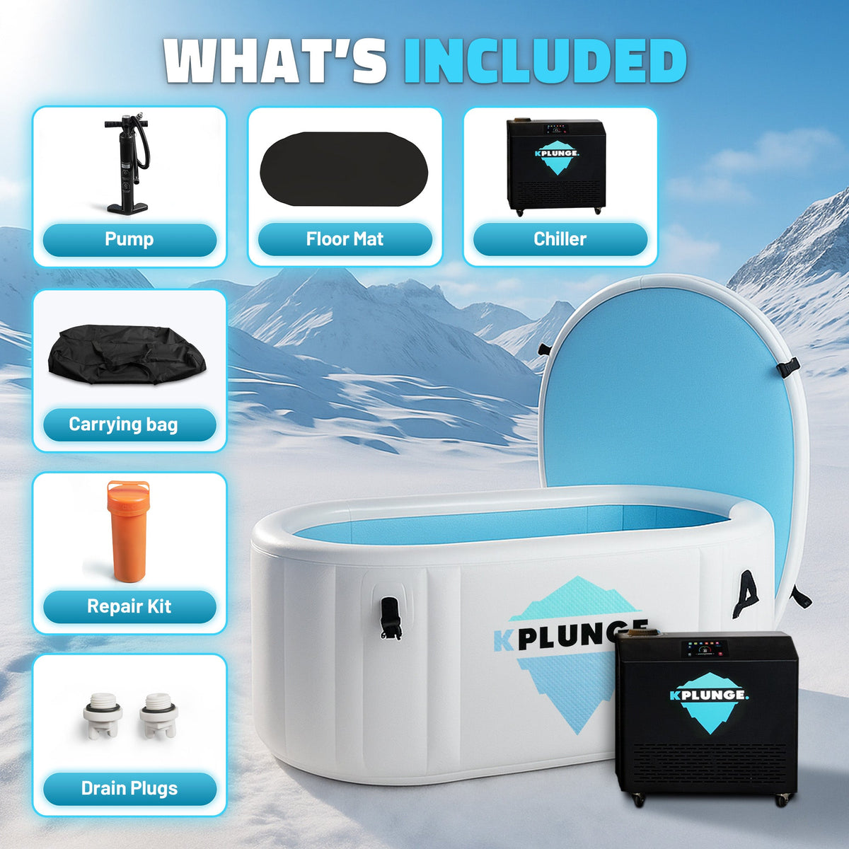 Kodiak 59" 1-Person Inflatable Cold Plunge & Hot Tub with ¾ HP Chiller and Heater in Gray