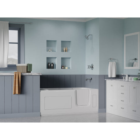 30 in. x 60 in. Right Drain Step-In Walk-In Soaking Tub with Low Entry Threshold in White