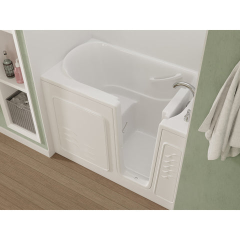 30 in. x 53 in. Right Drain Quick Fill Walk-In Soaking Tub in White
