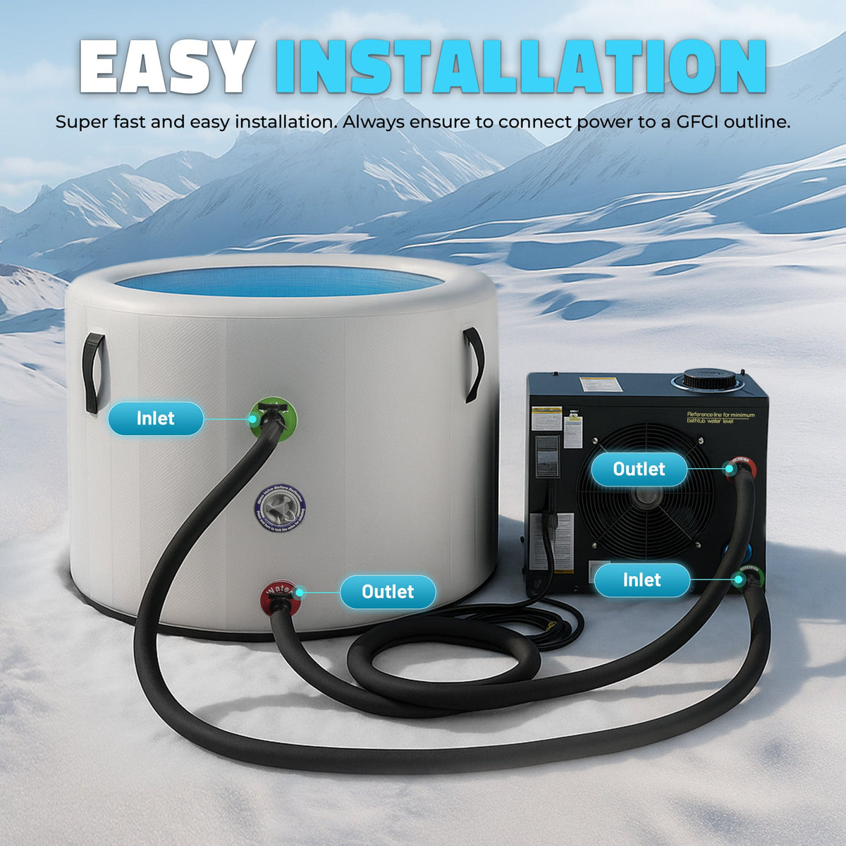 Gale 1 HP Cold Plunge Chiller and Heater in Black with 38°F–104°F Cooling & Heating, WiFi App Control, and Filter