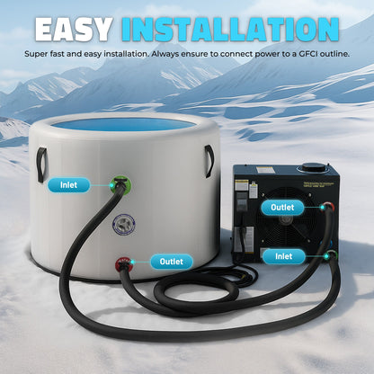 Gale ¾ HP Cold Plunge Chiller and Heater in Black with 38°F–104°F Cooling & Heating, WiFi App Control, and Filter