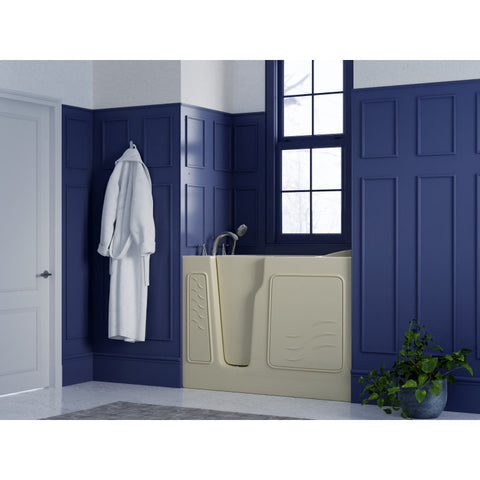 29 in. x 52 in. Left Drain Quick Fill Walk-In Soaking Tub in Biscuit