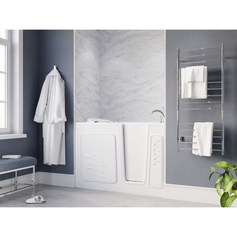 30 in. x 53 in. Right Drain Quick Fill Walk-In Whirlpool Tub with Powered Fast Drain in White