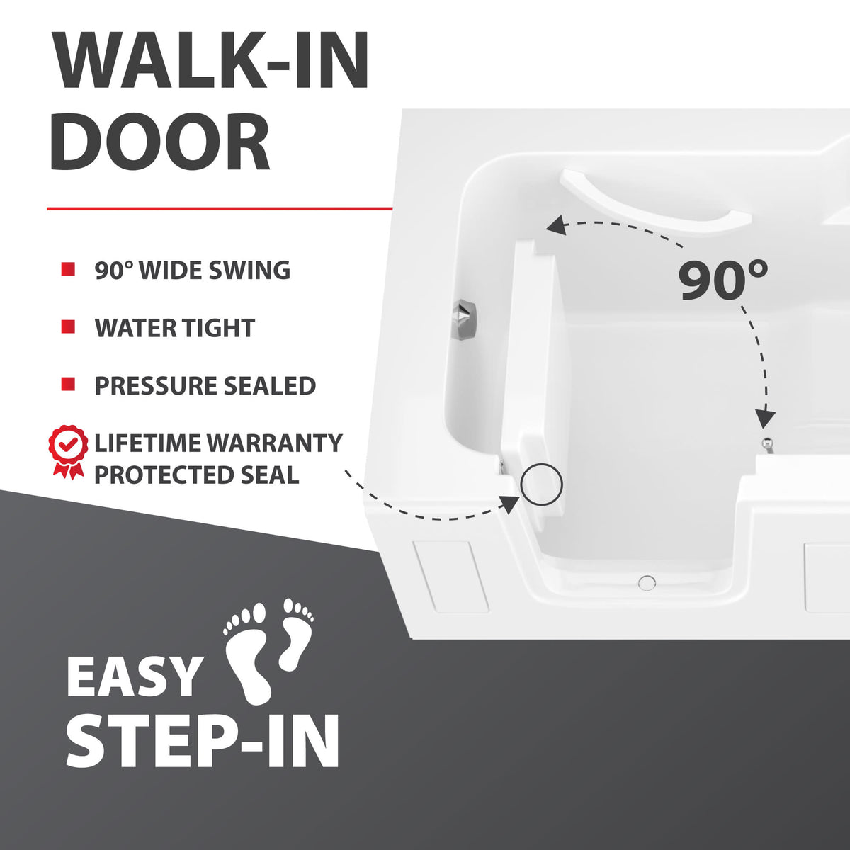 30 in. x 60 in. Right Drain Step-In Walk-In Soaking Tub with Low Entry Threshold in White — view 5