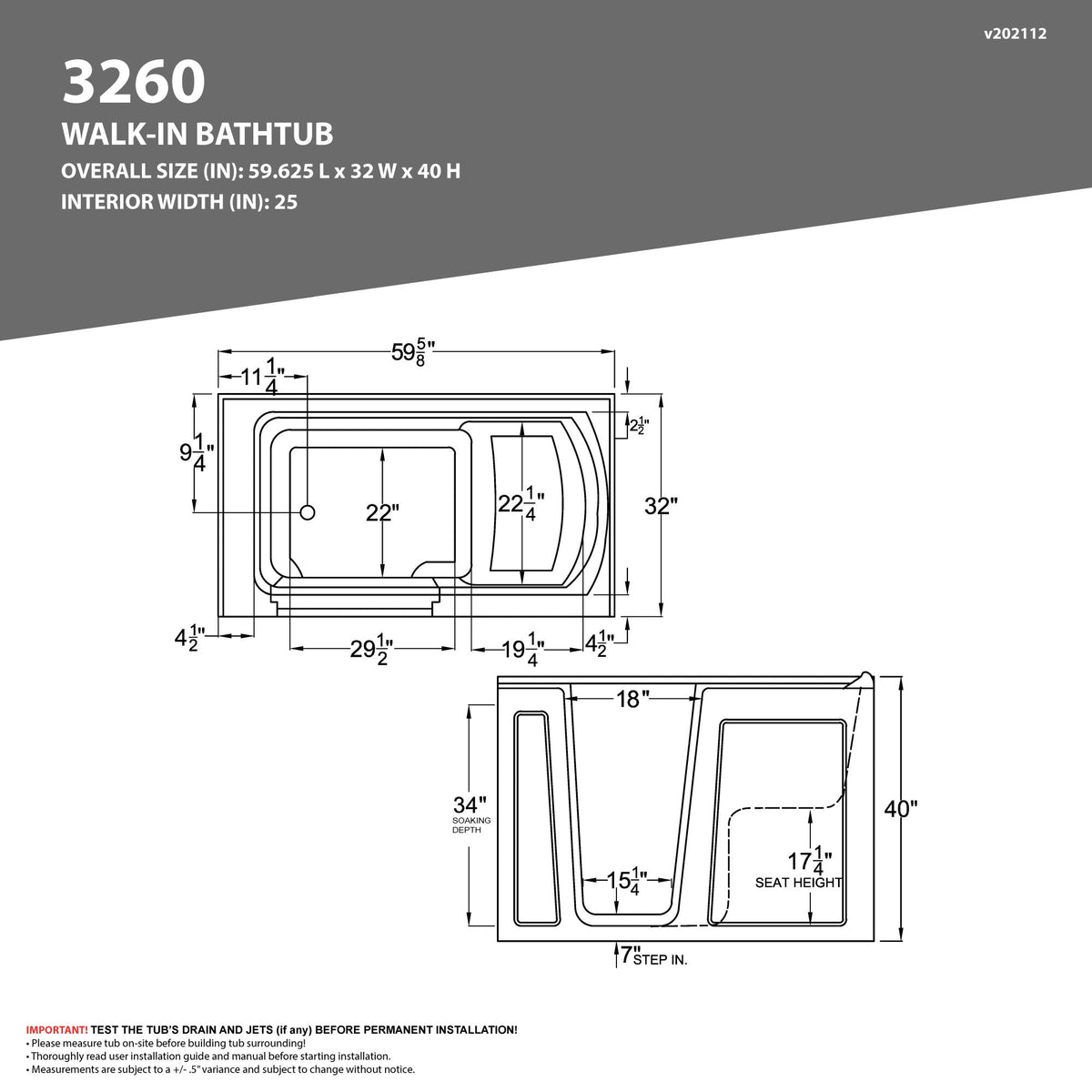 32 in. x 60 in. Right Drain Quick Fill Walk-In Soaking Tub in Biscuit — view 2