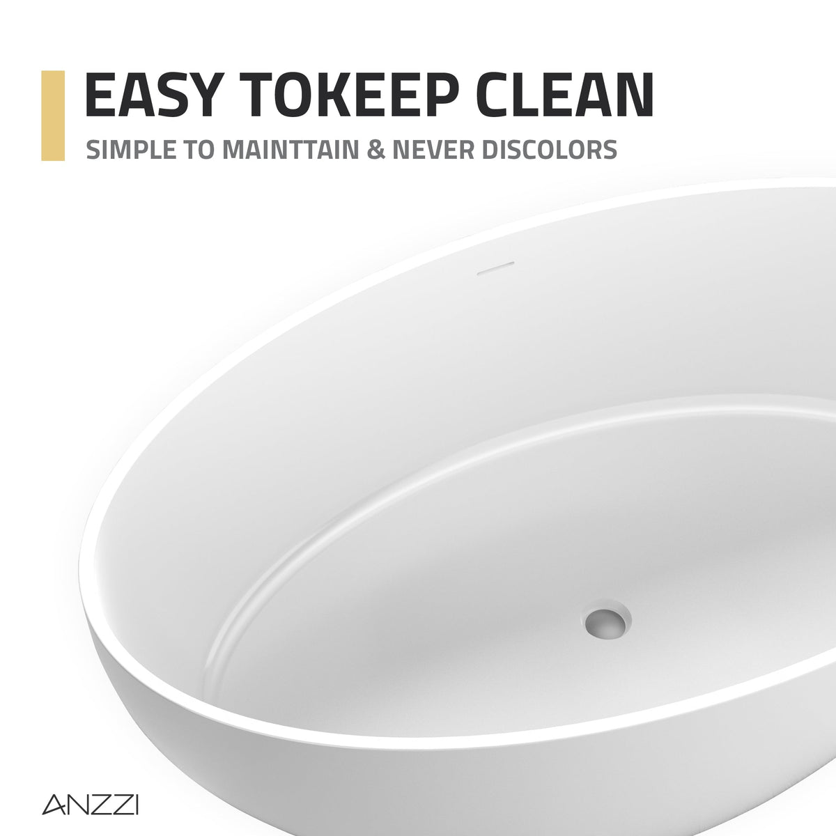 FT-AZ510 freestanding bathtub - easy-clean surface detail