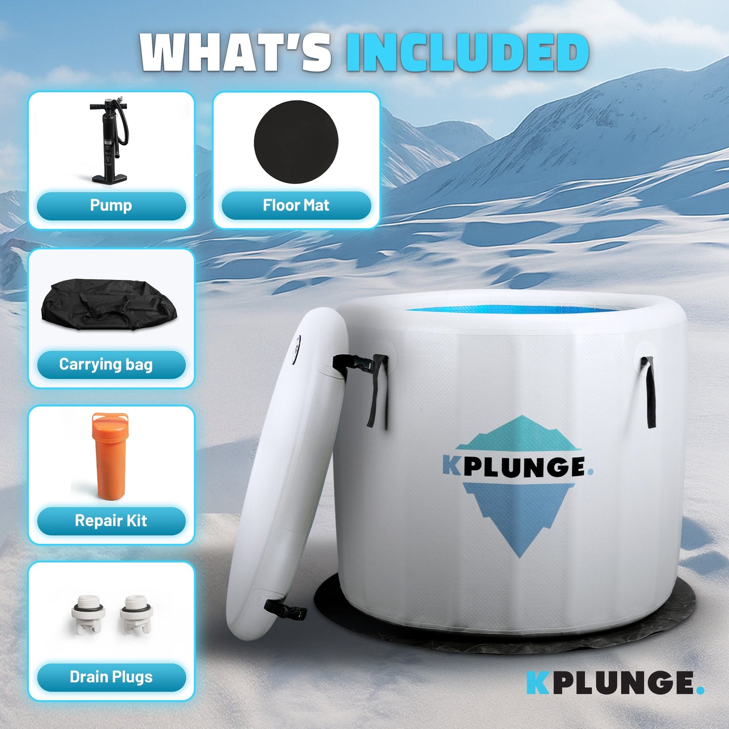 Arctic Fox 39" 1-Person Inflatable Cold Plunge & Hot Tub with PVC Insulated Lid in Gray