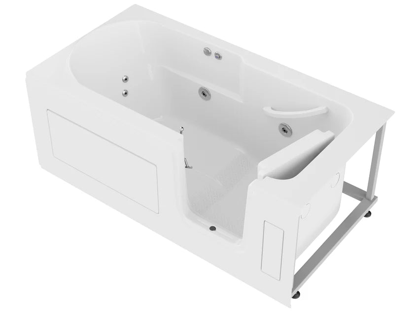 Right drain, Walk-In Whirlpool Tub 30" x 60" – Step-In Design with Low Threshold, white background
