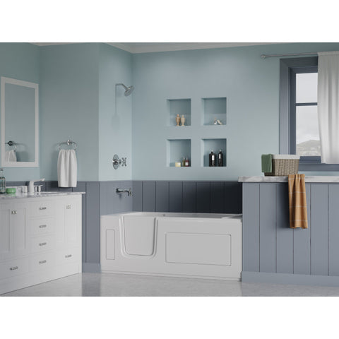 30 in. x 60 in. Left Drain Step-In Walk-In Soaking Tub with Low Entry Threshold in White