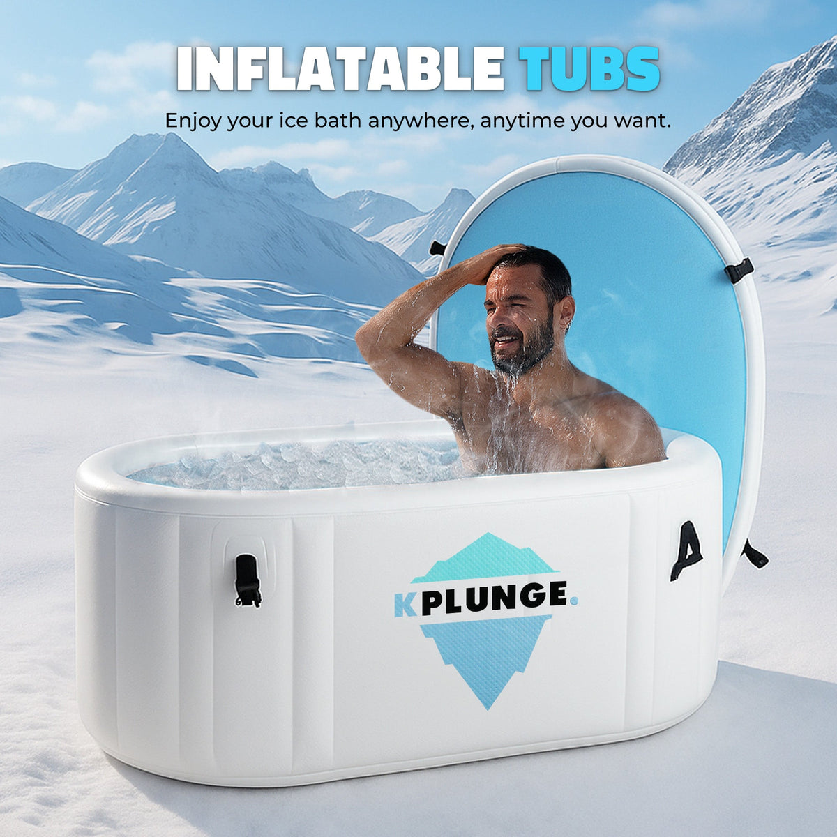 Kodiak 59" 1-Person Inflatable Cold Plunge & Hot Tub with PVC Insulated Lid in Gray