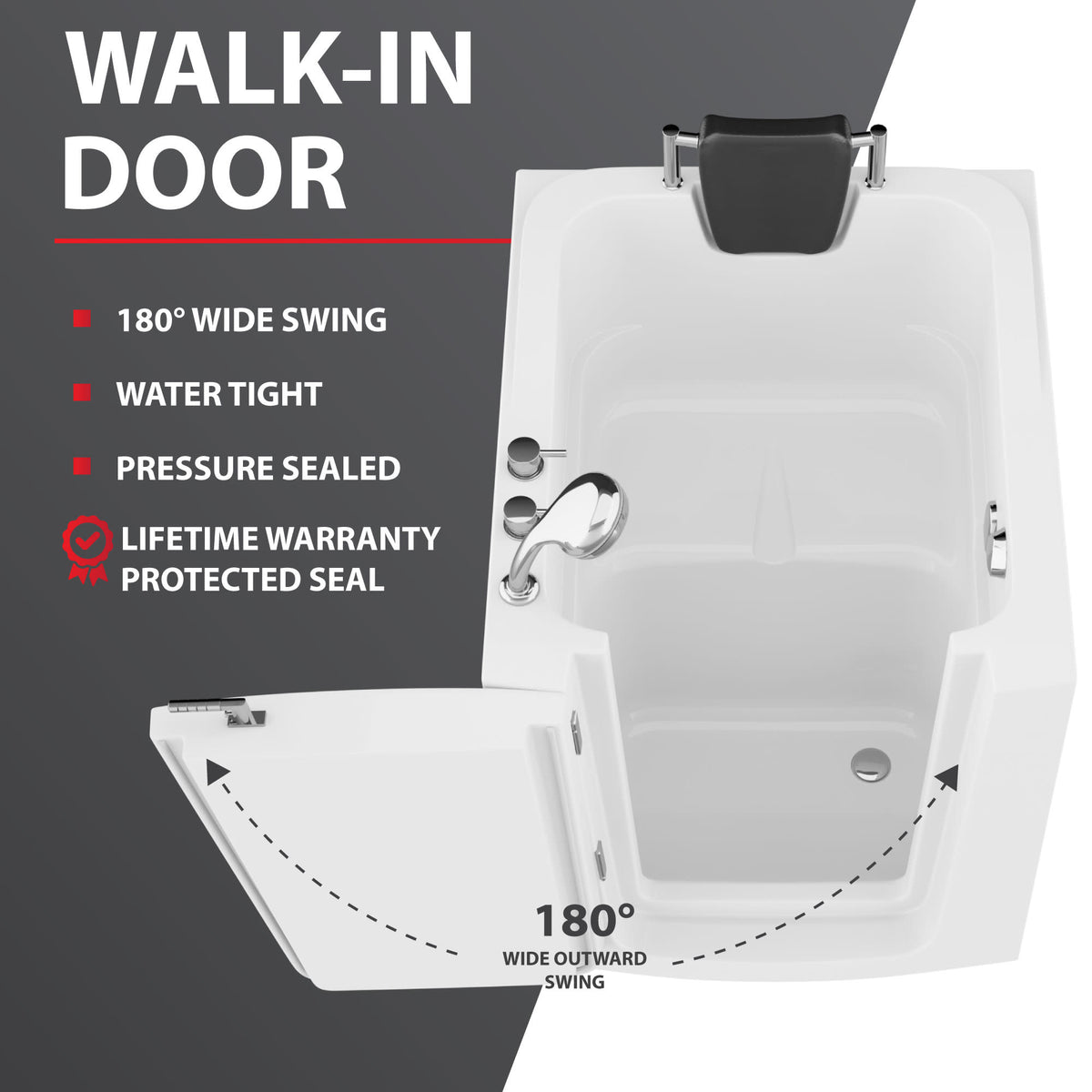 Coupe Series 32 in. x 38 in. Left Swinging Door Walk-In Air Tub in White — view 3