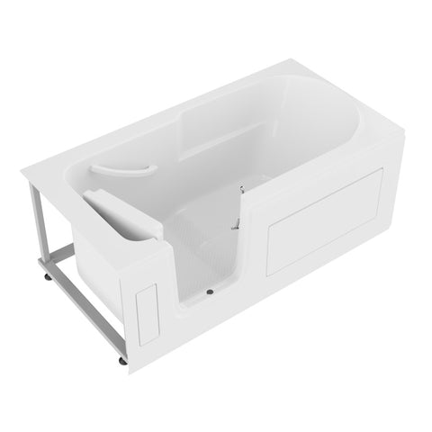 30 in. x 60 in. Left Drain Step-In Walk-In Soaking Tub with Low Entry Threshold in White
