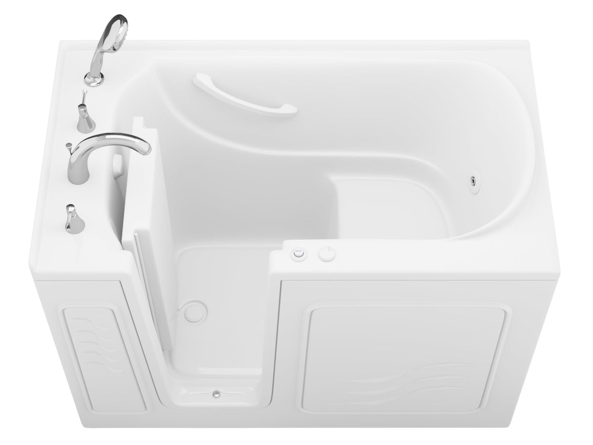 Value Series 30 in. x 53 in. Left Drain Quick Fill Walk-in Whirlpool Tub in White — primary view