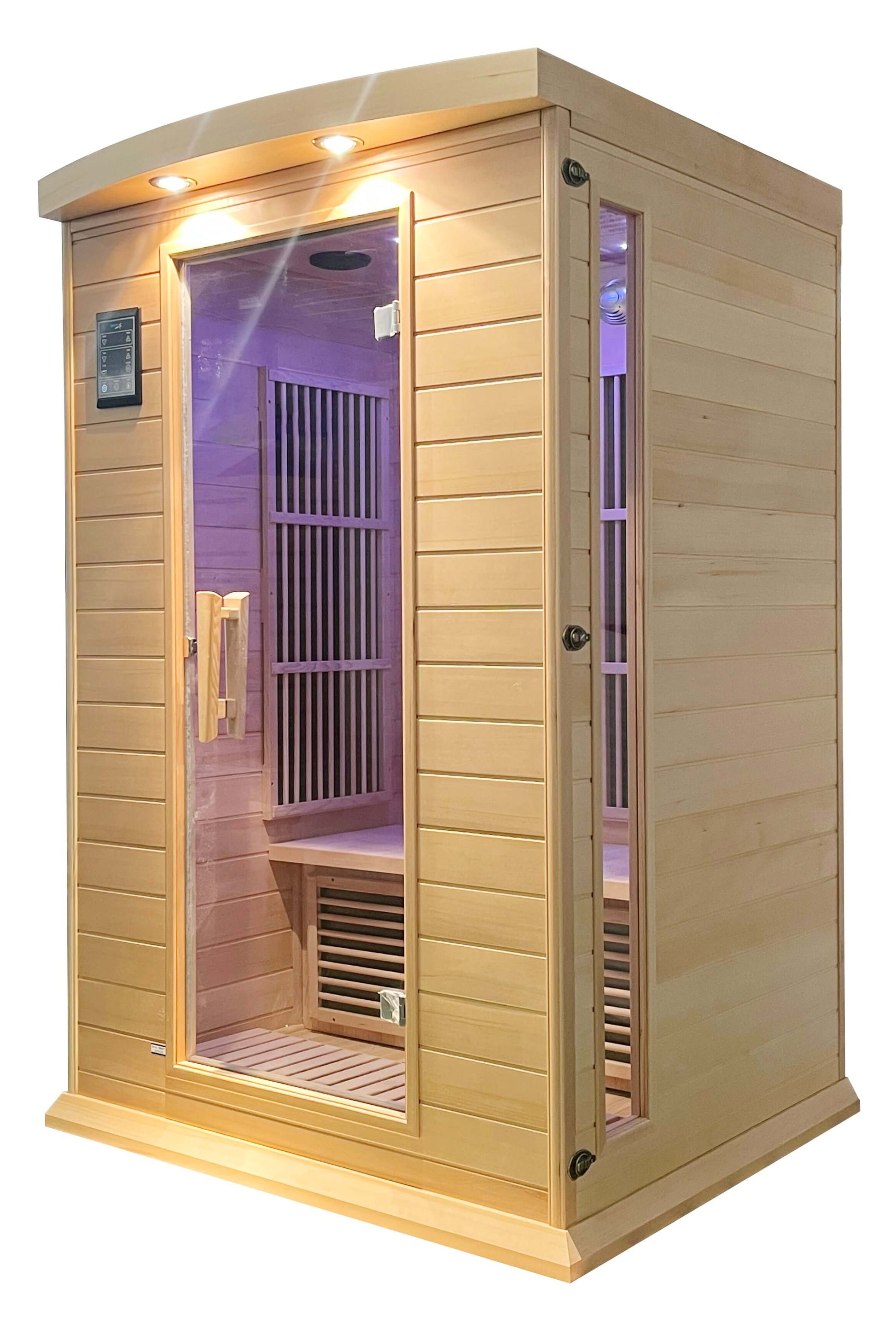 SteamSpa 2-Person Hemlock Wooden Indoor Infrared Sauna with Bluetooth; Touch Control SC-SS0009-0S right