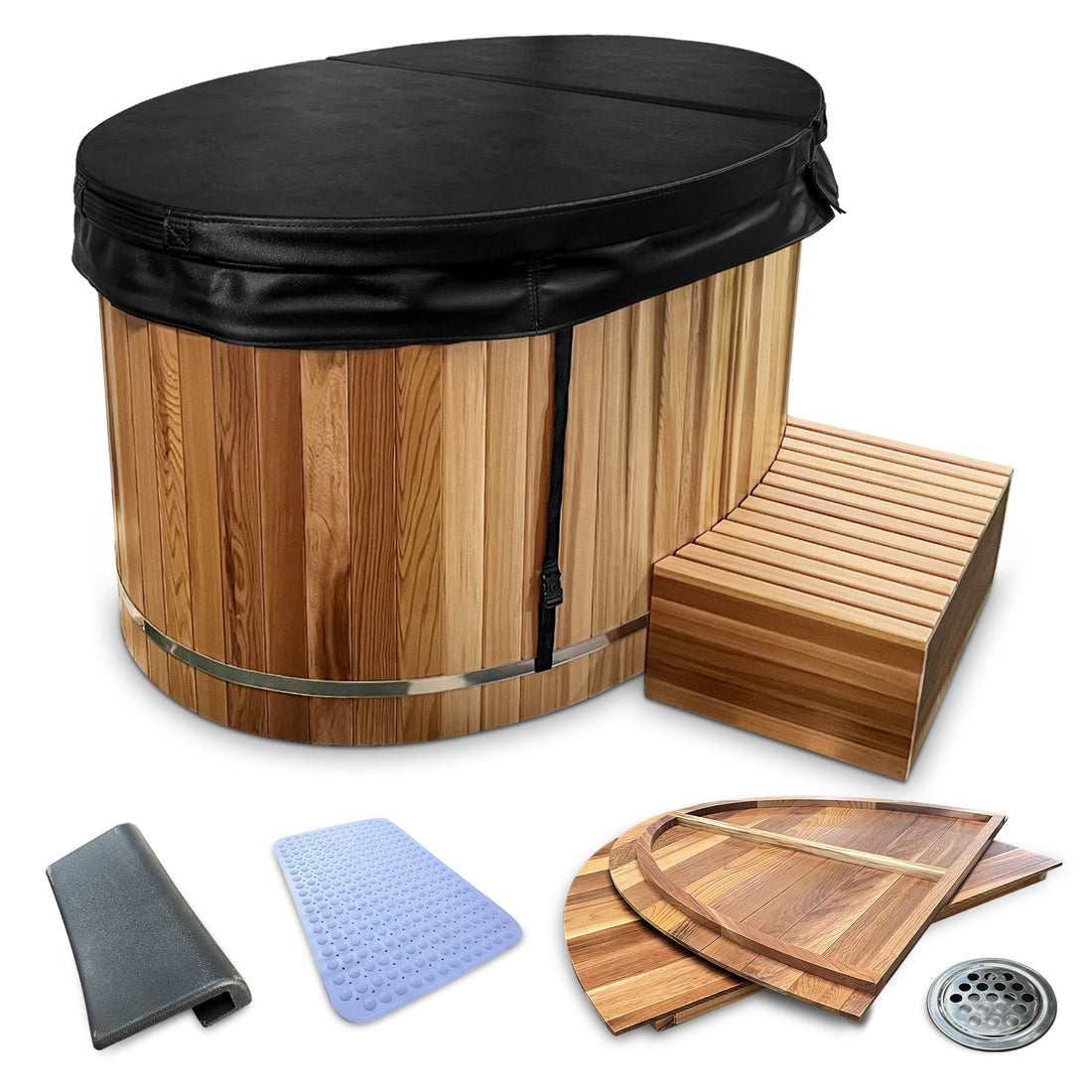 62" 2-Person Cedar Cold Plunge & Hot Tub with 24" Depth and 169-Gallon Capacity in Natural Finish