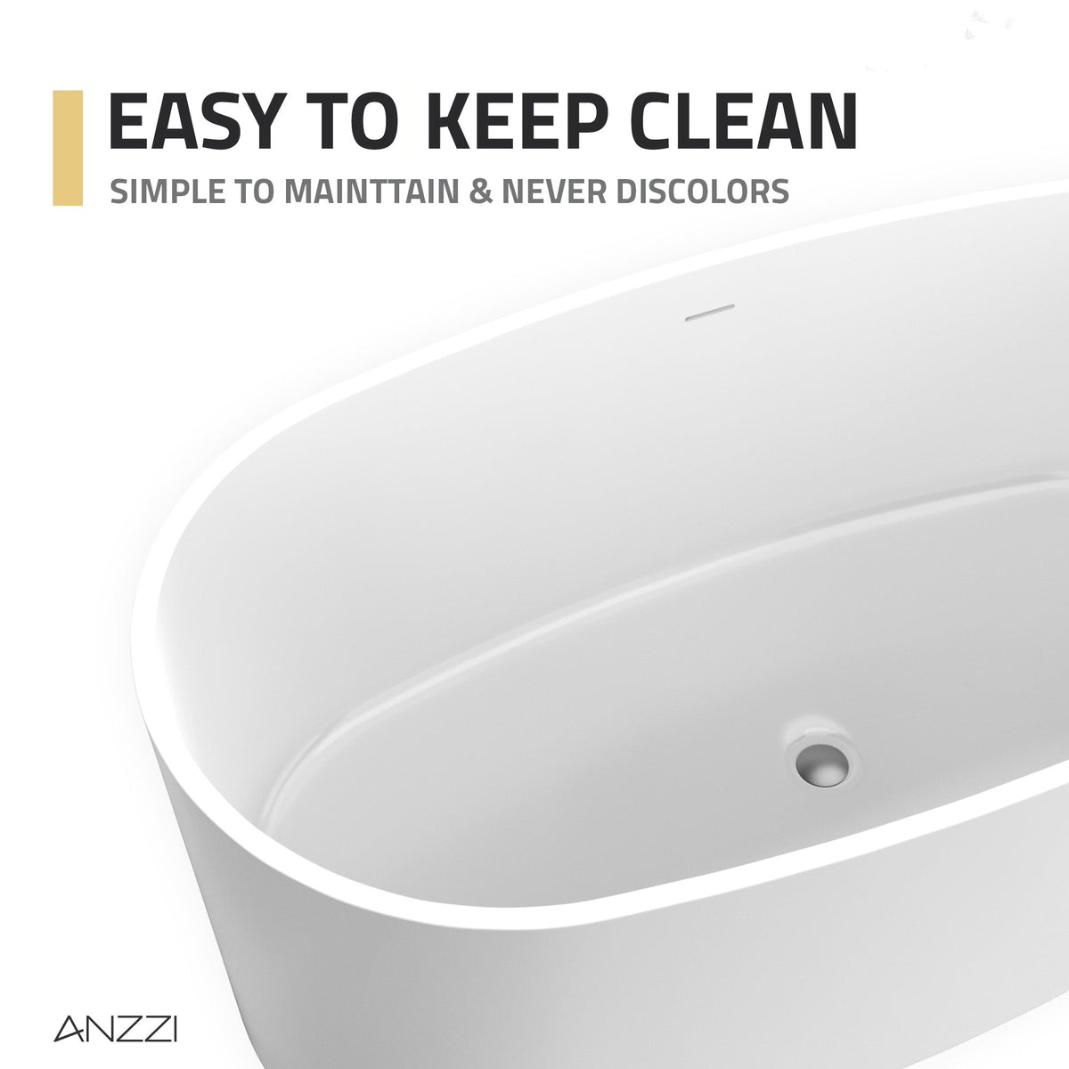 FT-AZ505 freestanding bathtub - easy-clean surface detail