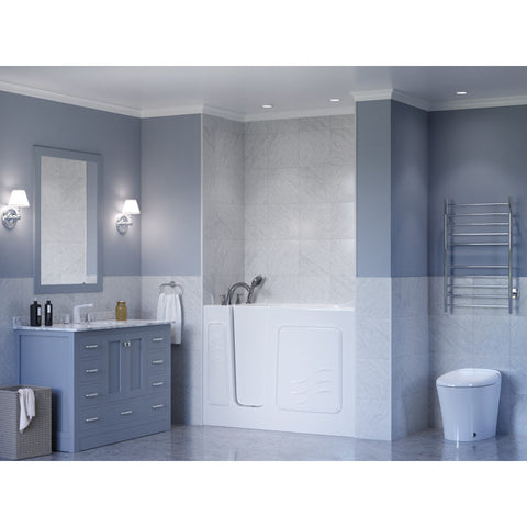 26 in. x 53 in. Left Drain Quick Fill Walk-In Soaking Tub in White