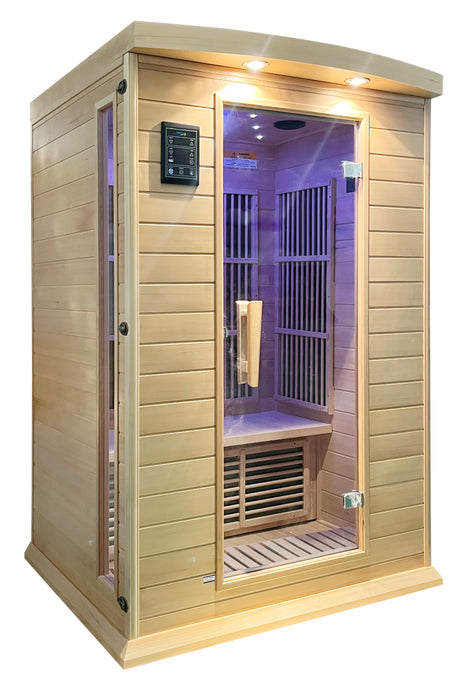 SteamSpa 2-Person Hemlock Wooden Indoor Infrared Sauna with Bluetooth; Touch Control SC-SS0009-0S Left