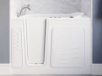 30 in. x 53 in. Left Drain Quick Fill Walk-In Whirlpool Tub with Powered Fast Drain in White