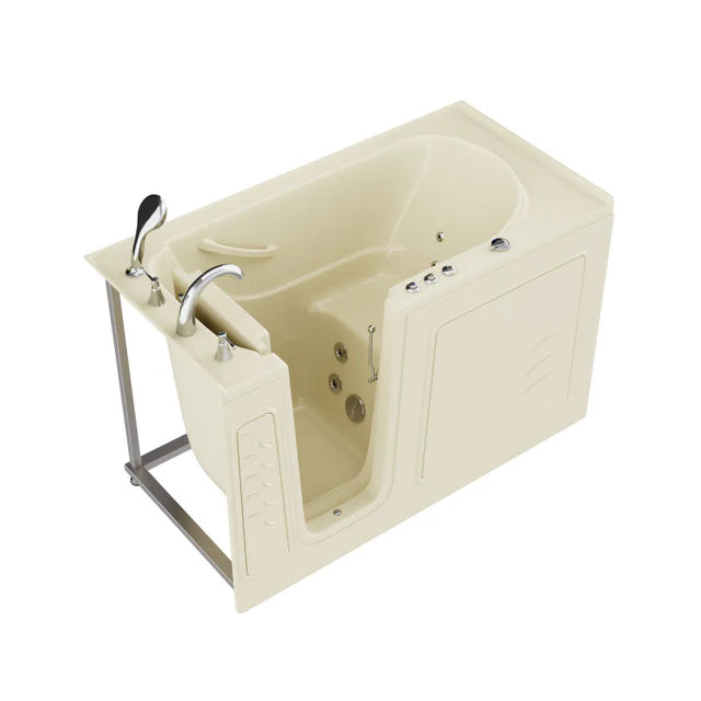 Coupe Series 30 in. x 60 in. LeftvDrain Quick Fill Walk-In Whirlpool Tub with Powered Fast Drain in Biscuit