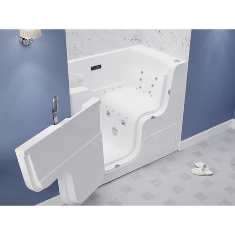 Left Drain FULLY LOADED Wheelchair Access Walk-in Tub with Air and Whirlpool Jets Hot Tub | Quick Fill Waterfall Tub Filler with 6 Setting Handheld Shower Sprayer | Including Aromatherapy, LED Lights, V-Shaped Back Jets, and Auto Drain | 2953WCLWD