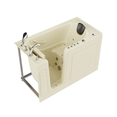 Coupe Series 30 in. x 60 in. Left Drain Quick Fill Walk-In Whirlpool and Air Tub with Powered Fast Drain in Biscuit