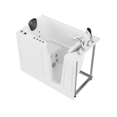 Coupe Series 29 in. x 52 in. Right Drain Quick Fill Walk-In Whirlpool and Air Tub with Powered Fast Drain in White