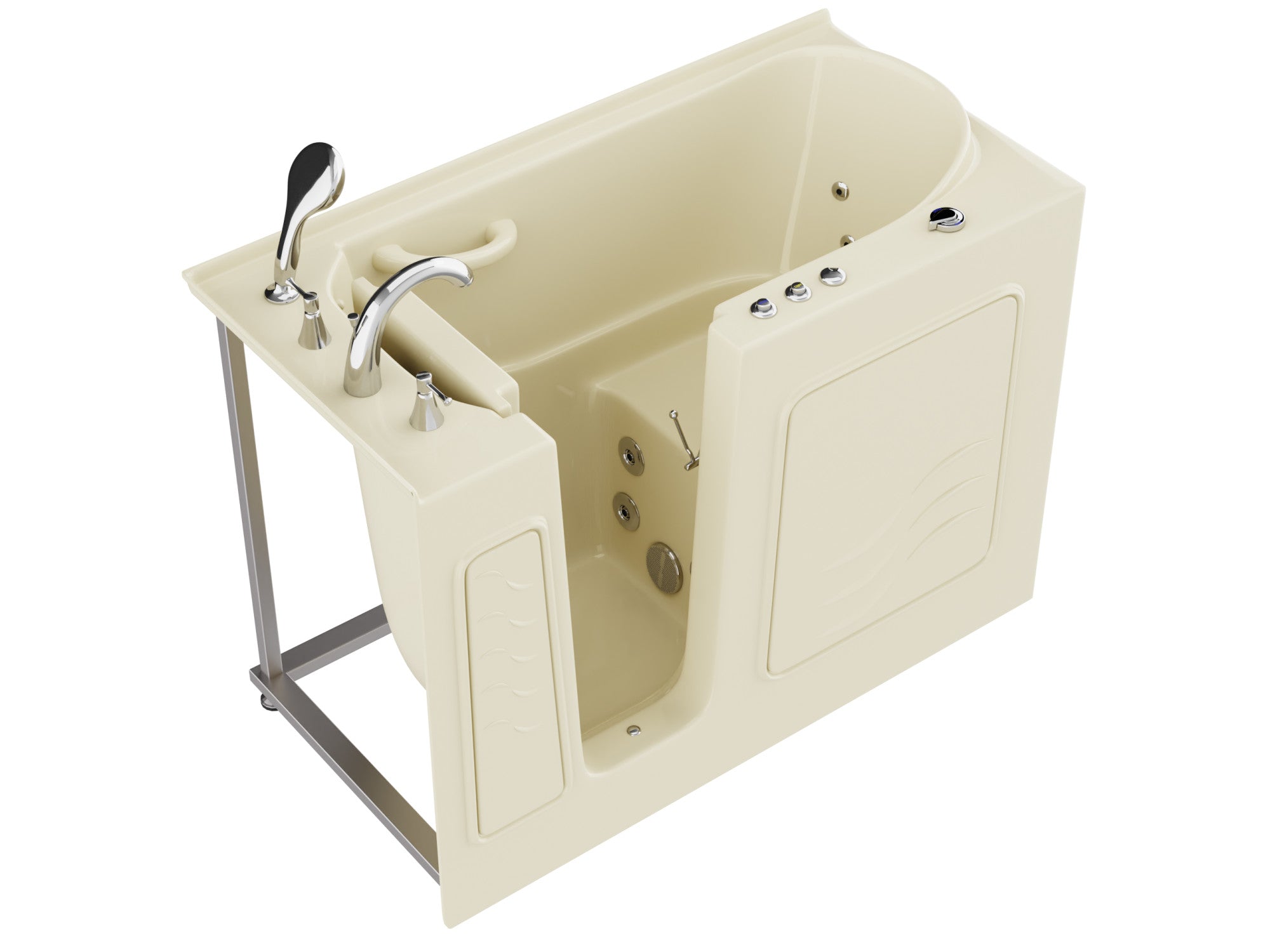 Coupe Series 26 in. x 53 in. Left Drain Quick Fill Walk-In Whirlpool Tub with Powered Fast Drain in Biscuit — primary view