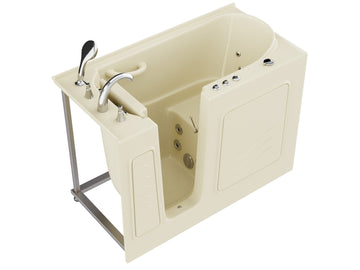 Coupe Series 26 in. x 53 in. Left Drain Quick Fill Walk-In Whirlpool Tub with Powered Fast Drain in Biscuit — primary view