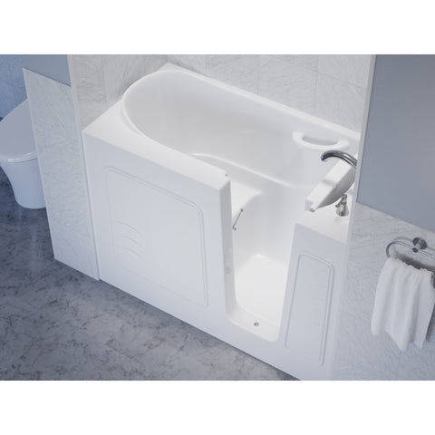 26 in. x 53 in. Right Drain Quick Fill Walk-In Soaking Tub in White