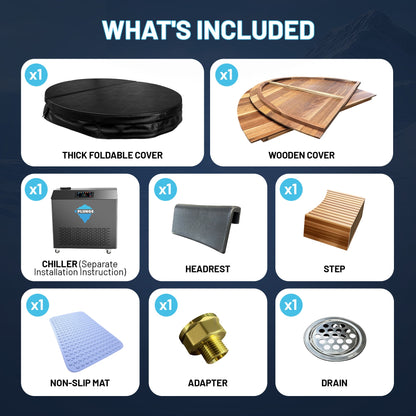 62" 2-Person Cedar Cold Plunge & Hot Tub with 1 HP Chiller and Heater in Natural Finish