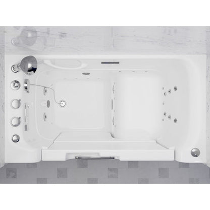 Left Drain FULLY LOADED Wheelchair Access Walk-in Tub with Air and Whirlpool Jets Hot Tub | Quick Fill Waterfall Tub Filler with 6 Setting Handheld Shower Sprayer | Including Aromatherapy, LED Lights, V-Shaped Back Jets, and Auto Drain | 2953WCLWD