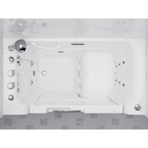 Left Drain FULLY LOADED Wheelchair Access Walk-in Tub with Air and Whirlpool Jets Hot Tub | Quick Fill Waterfall Tub Filler with 6 Setting Handheld Shower Sprayer | Including Aromatherapy, LED Lights, V-Shaped Back Jets, and Auto Drain | 2953WCLWD