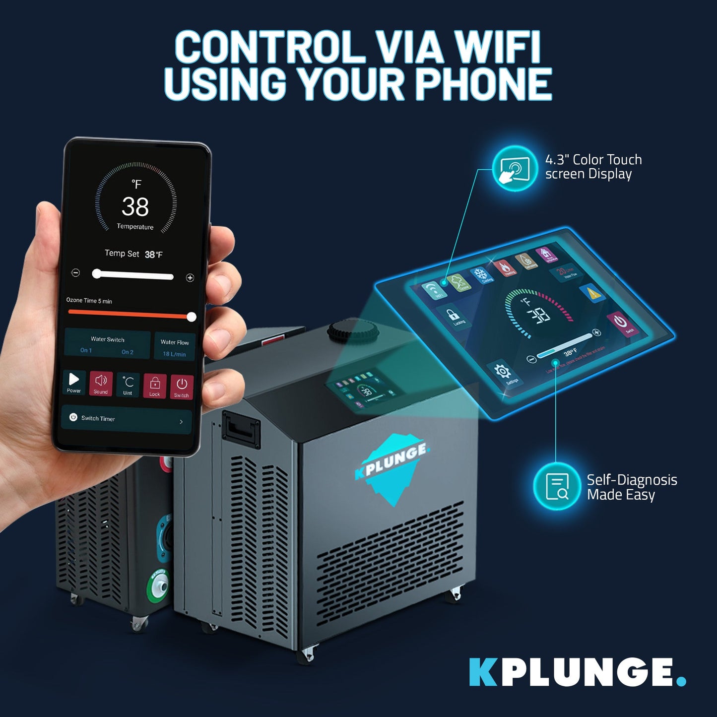 62" 2-Person Cedar Cold Plunge & Hot Tub with 1 HP Chiller and Heater in Natural Finish