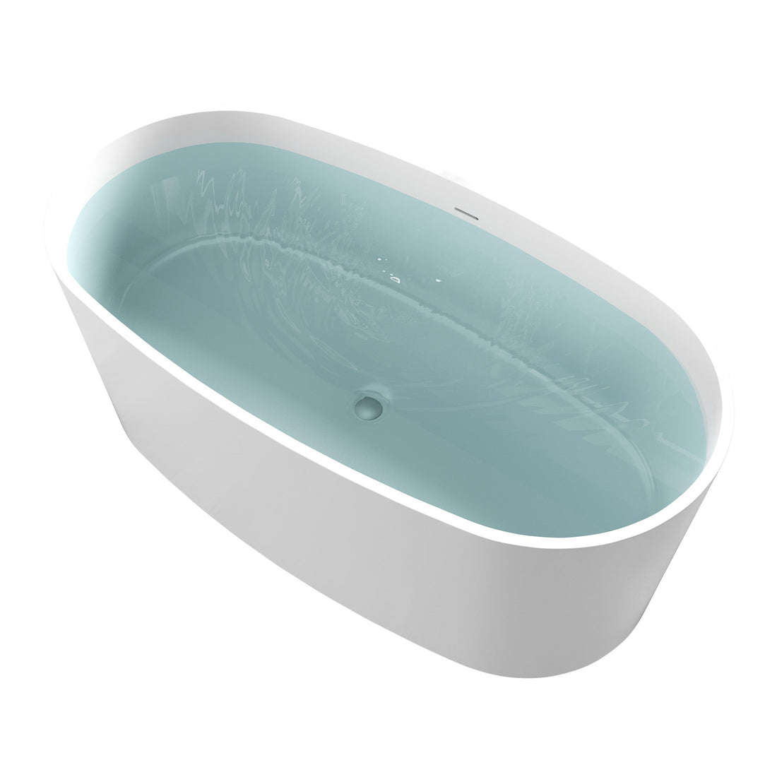 Roccia 5.1 ft. Solid Surface Center Drain Freestanding Bathtub in Matte White — primary product view