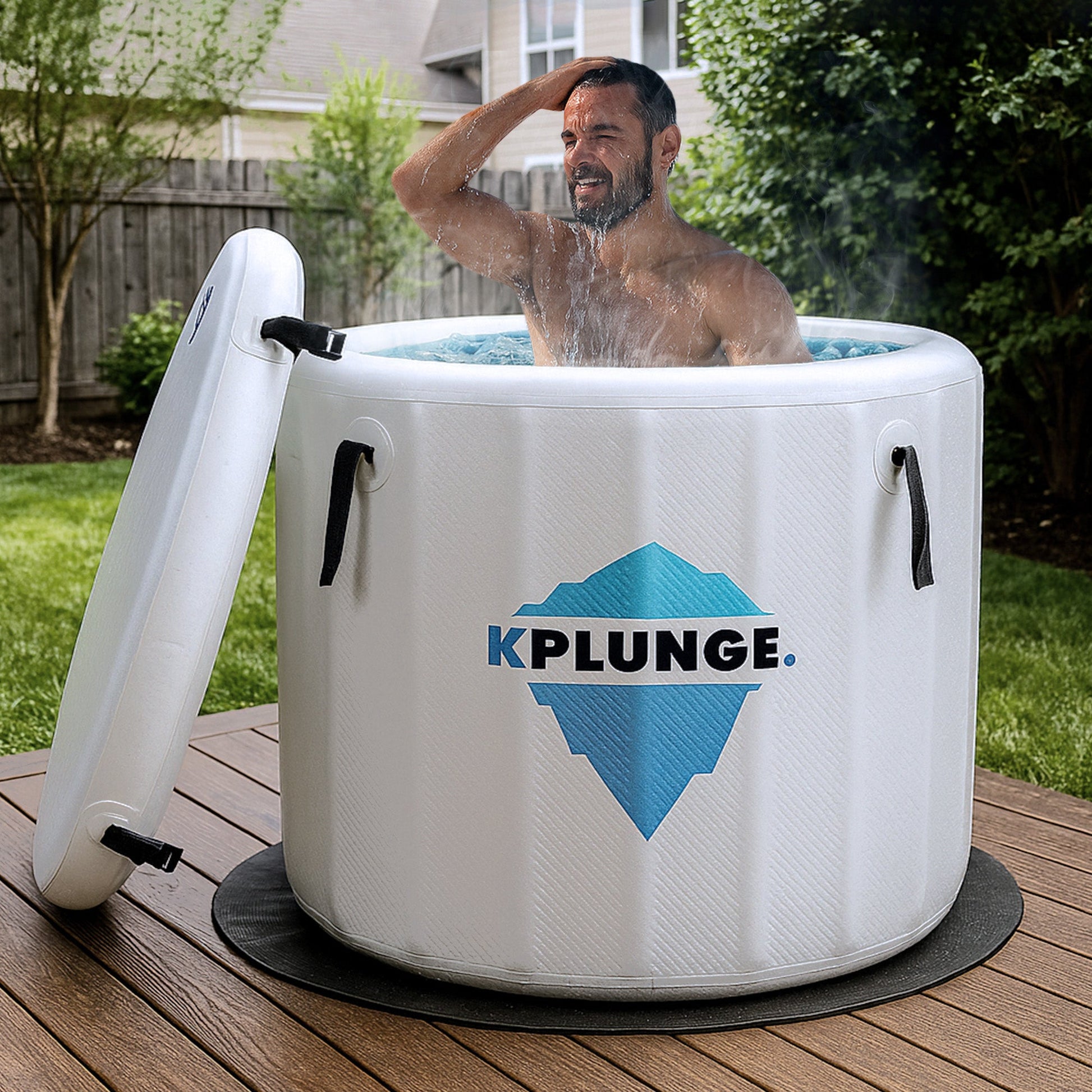 Arctic Fox 39" 1-Person Inflatable Cold Plunge & Hot Tub with PVC Insulated Lid in Gray