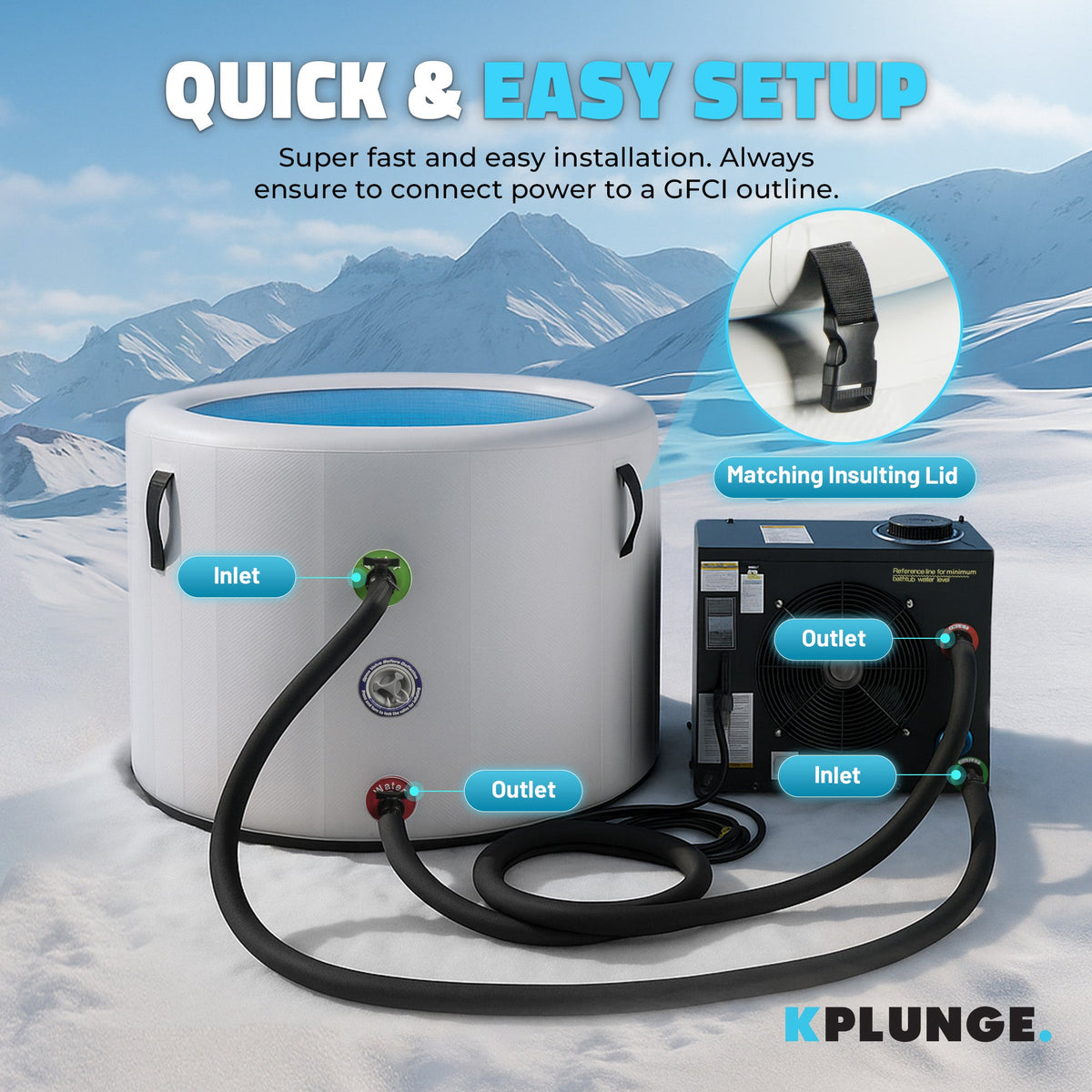 Arctic Fox 39" 1-Person Inflatable Cold Plunge & Hot Tub with ¾ HP Chiller and Heater in Gray