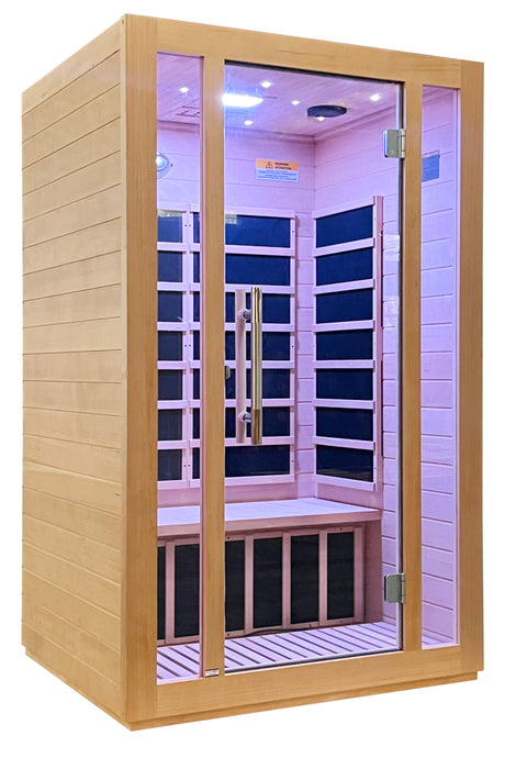 SteamSpa 2-Person Hemlock Wooden Indoor Infrared Sauna with Bluetooth & Touch Control SC-SS0008-2P