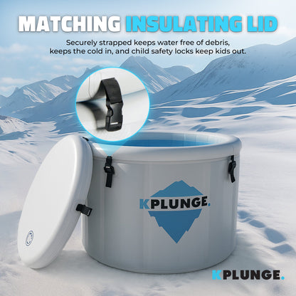 Arctic Fox 39" 1-Person Inflatable Cold Plunge & Hot Tub with PVC Insulated Lid in Gray