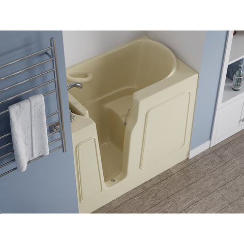 26 in. x 46 in. Left Drain Quick Fill Walk-In Soaking Tub in Biscuit