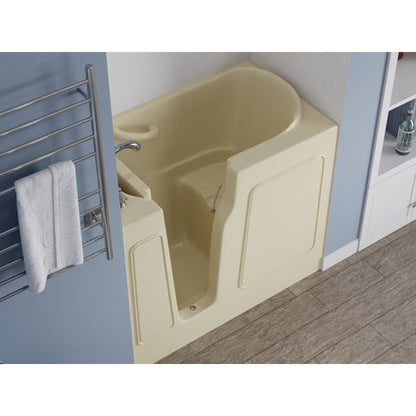 26 in. x 46 in. Left Drain Quick Fill Walk-In Soaking Tub in Biscuit