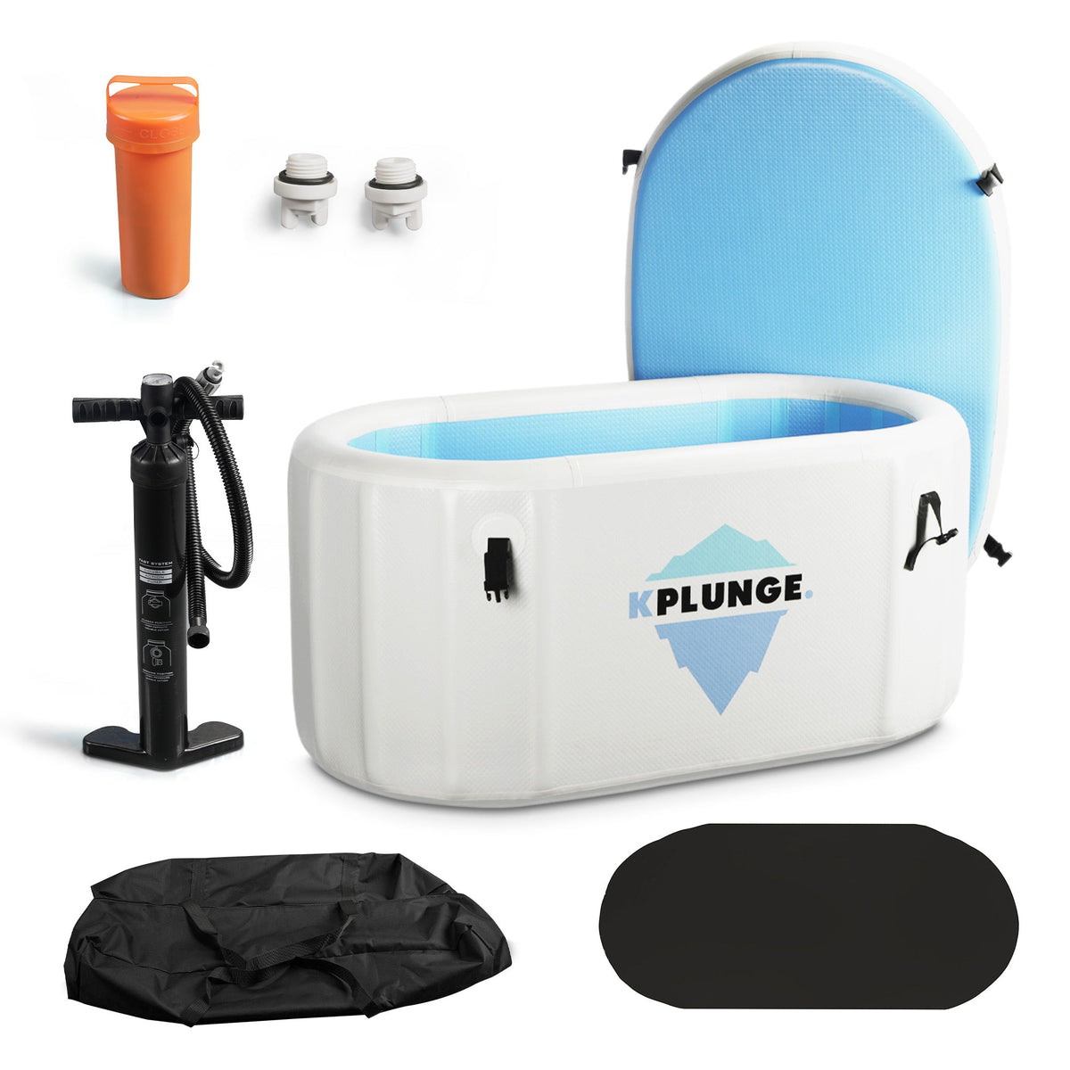 Kodiak 59" 1-Person Inflatable Cold Plunge & Hot Tub with PVC Insulated Lid in Gray, 
on a white background