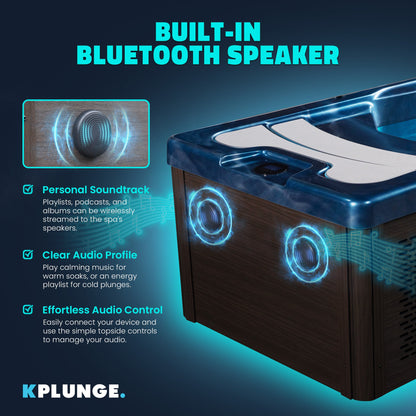 Borealis 69" 1-Person 2-Jet All-in-One Cold Plunge & Hot Tub with Built-In Chiller, Lights & WiFi in Blue, speakers