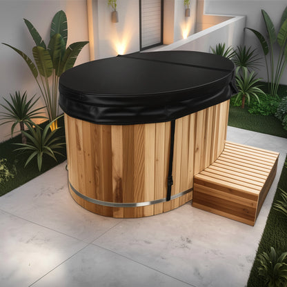 62" 2-Person Cedar Cold Plunge & Hot Tub with 24" Depth and 169-Gallon Capacity in Natural Finish