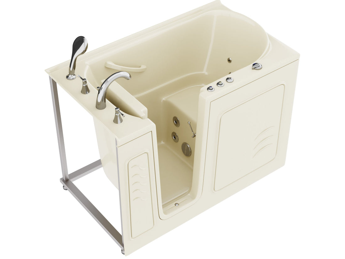 Coupe Series 30 in. x 53 in. Left Drain Quick Fill Walk-In Whirlpool Tub with Powered Fast Drain in Biscuit — primary view