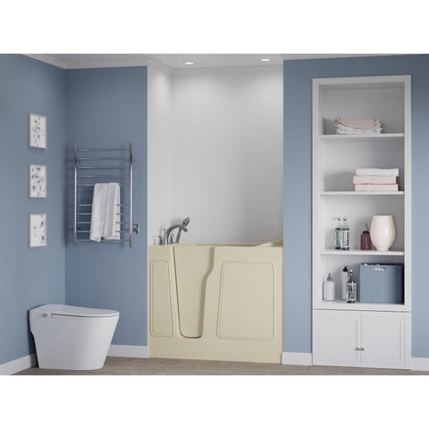26 in. x 46 in. Left Drain Quick Fill Walk-In Soaking Tub in Biscuit